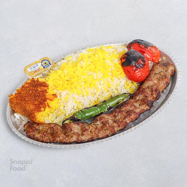 چلو کباب کوبیده (یک سیخ)