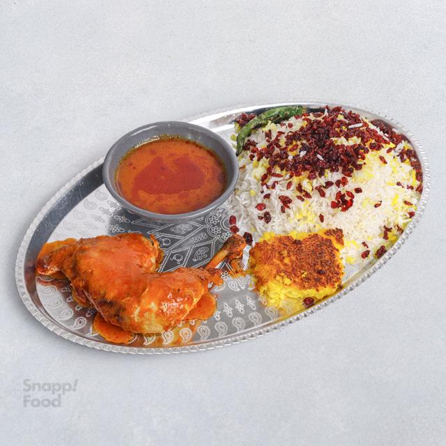 زرشک پلو با مرغ آب پز