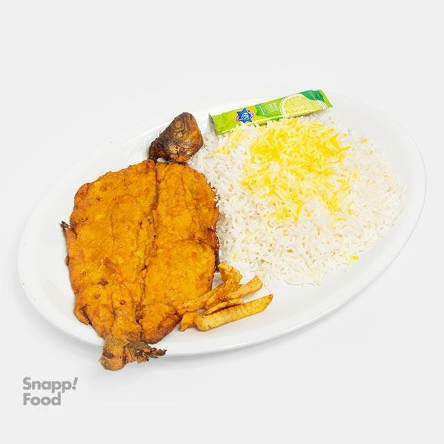 چلو ماهی قزل آلا سرخ شده