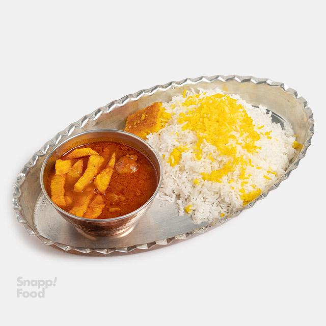 چلو خورشت قیمه سیب زمینی