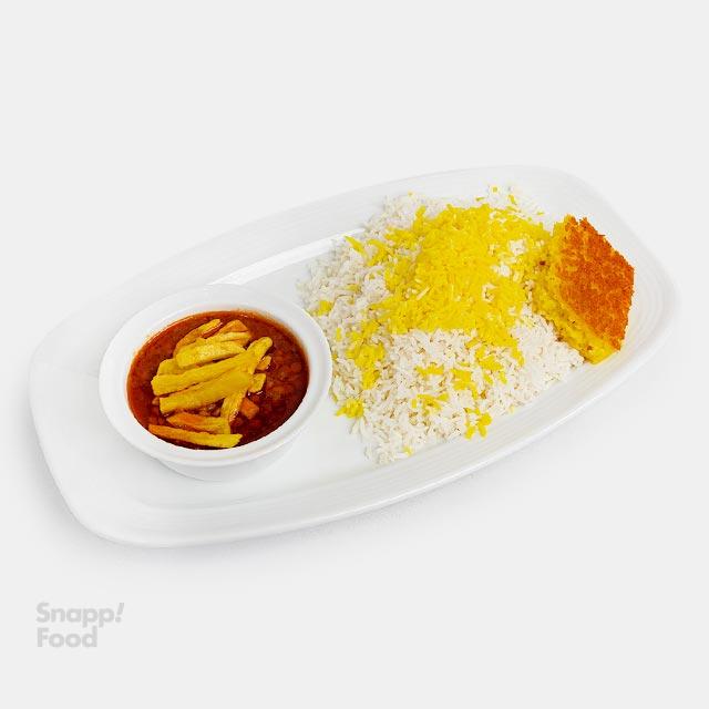 چلو خورشت قیمه سیب زمینی