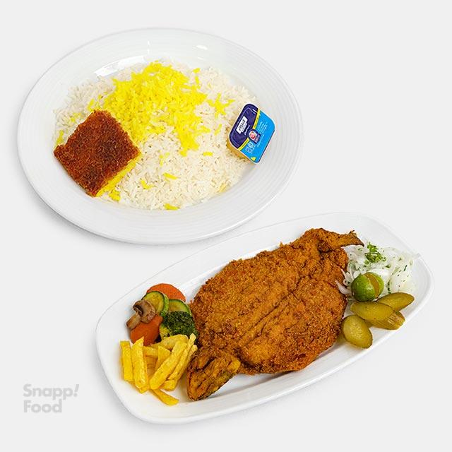 چلو ماهی قزل آلا سرخ شده