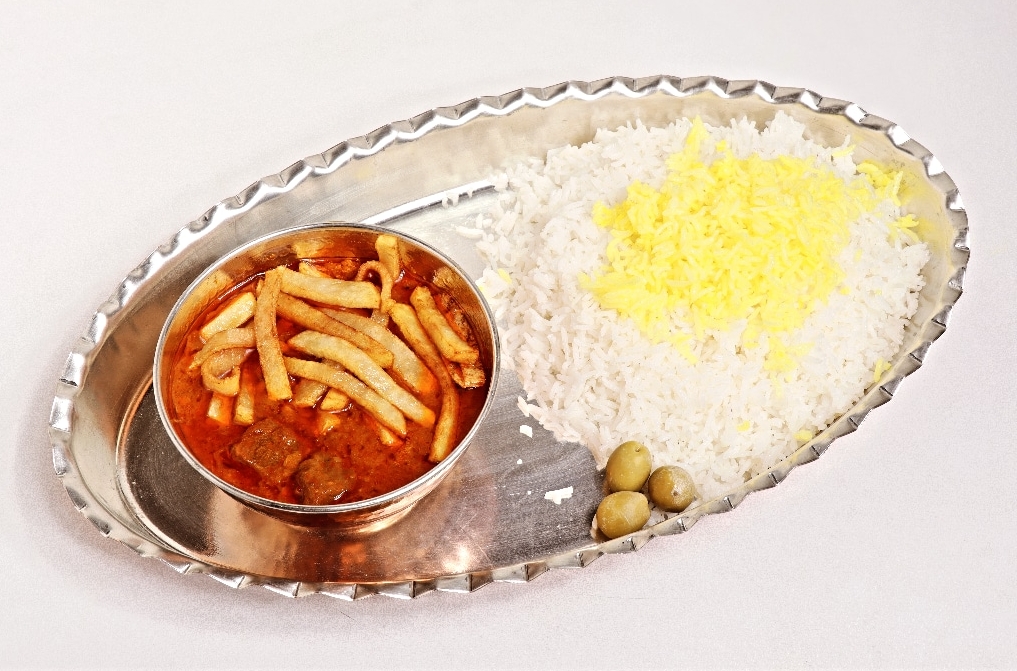چلو خورشت قیمه سیب زمینی