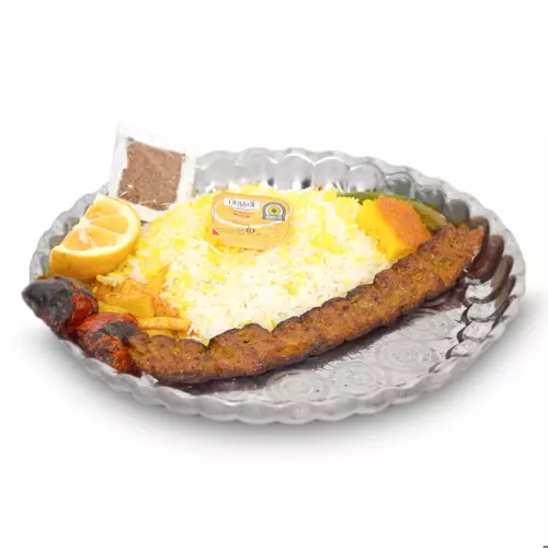 چلو کباب کوبیده تک سیخ