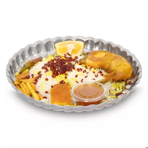 زرشک پلو با مرغ سرخ شده